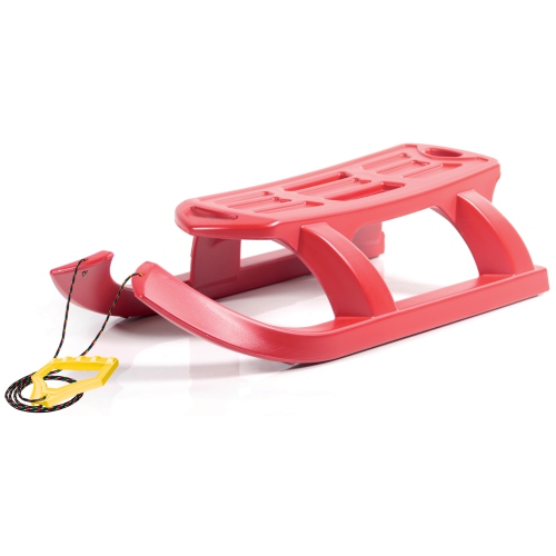 Image 1 of 8.. ArcticThrill Snow Sled for Kids - SnowTwin Sledge - Single Rider Racer Toboggan with Pull Rope; Outdoor Plastic Winter Sleigh for Toddlers & Kids