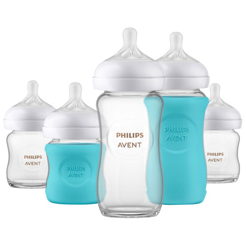 Image 1 of 9.. Philips Avent Natural Newborn Glass Bottle Baby Set